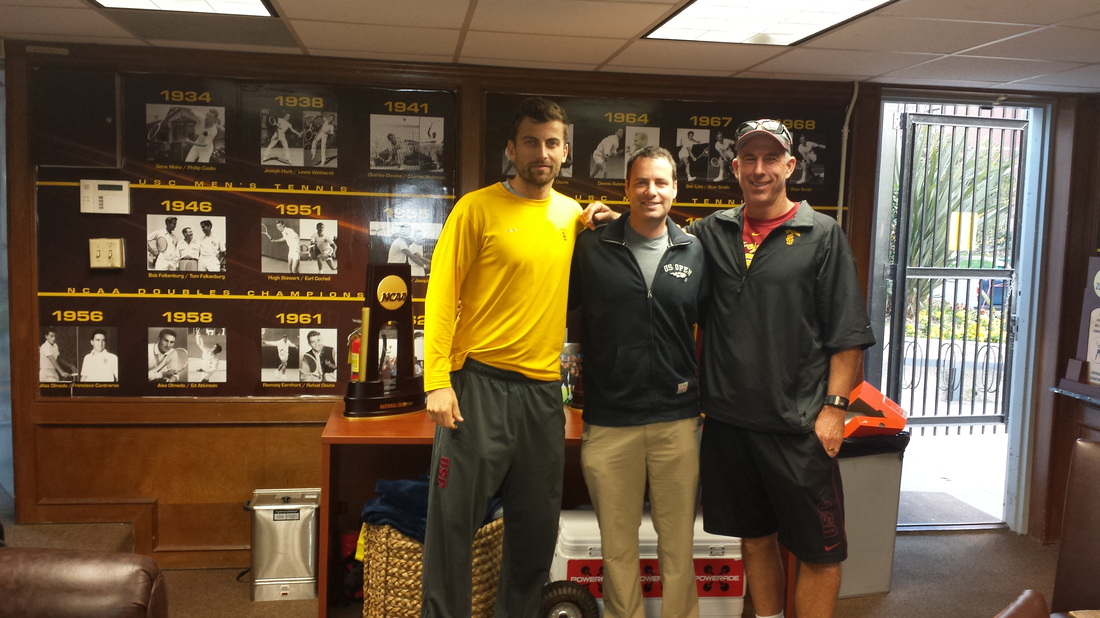 Mark Kovacs Working with the USC Mens Tennis Team During 2013 2014 National Championship Season